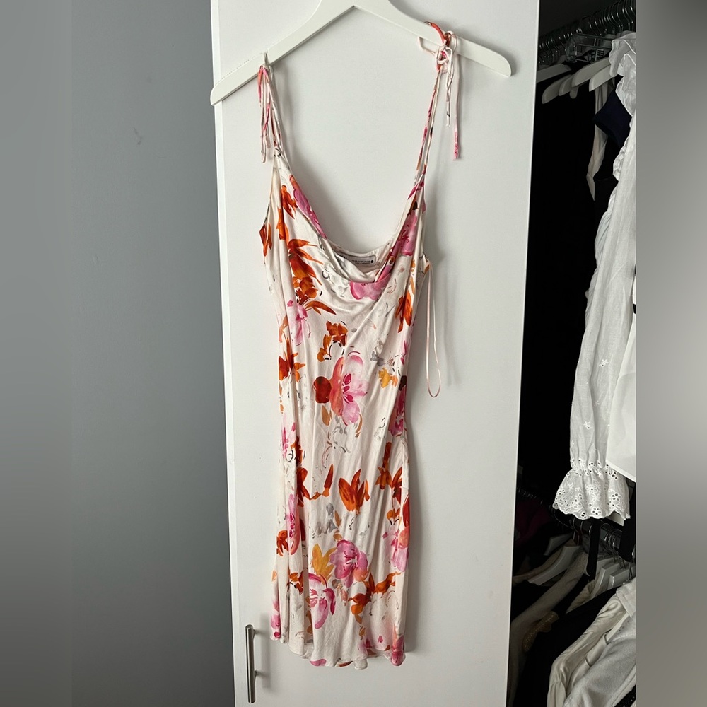 Zara Silk Floral Spaghetti Strap Summer Dress